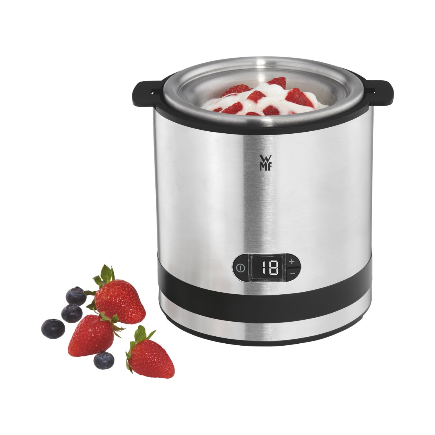 WMF - macchina del gelato 3 in 1, gelatiera per frozen yoghurt, sorbetto e gelato, capacità 300 ml con cucchiaio da gelato, in acciaio inox/cromargan opaco/colore argento