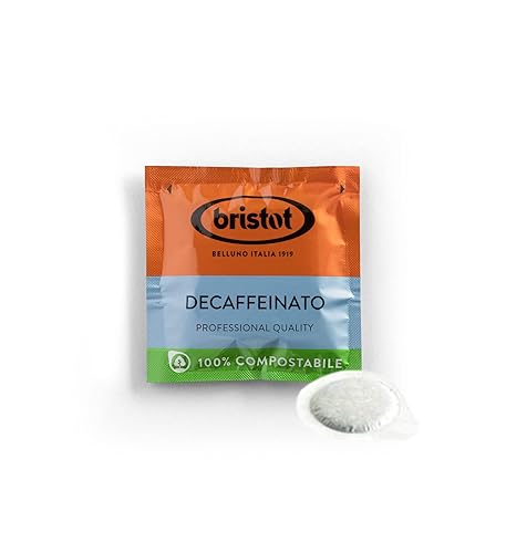 Bristot Cápsulas ESE compostables descafeinadas | Cápsulas ESE descafeinadas | Tostado medio | Paquete de 150