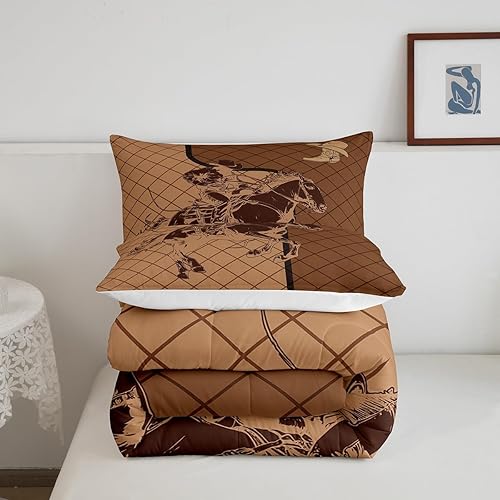 Miniatura 5 de Castle Fairy Juego de edredón de tamaño matrimonial con diseño de rodeo de vaquero occidental, con estampado de animales, sombreros y botas,