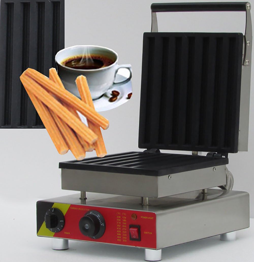 Commercial Nonstick 110V 220V Electric 7pcs Spanish Churros Waffle Maker Iron Machine and Batter Dispenser