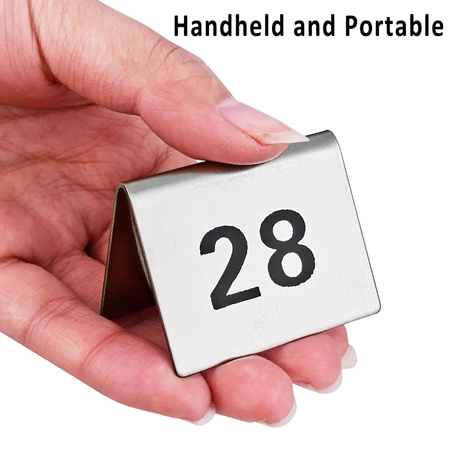 Numéros de Table Empilables, Chevalets de Table Numérotés en acier inoxydable, Carte de Numéro de Table ignes durables et faciles à lire, pour banquets, fêtes et réceptions de mariage.(1-50(5*4cm))