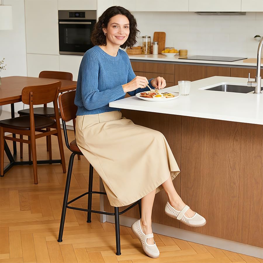 Waluzs Wide Toe Box Flats Shoes Women Knit Ballet Flats Mary Jane Dress Flat Wide Width Walking Shoes Slip-on with Strap - Image 2