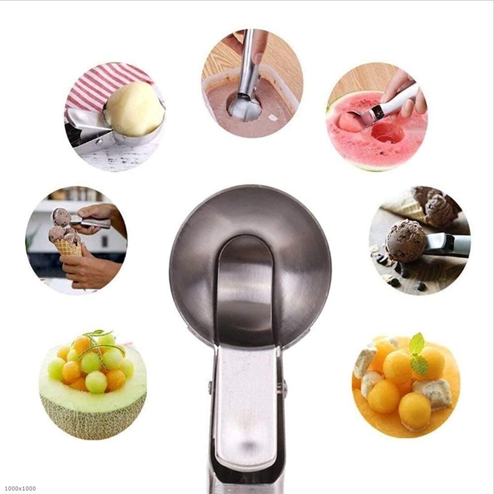 Eiscreme-Scoop-Eiscreme-Schaufel-Edelstahl-Fruchtschöpfer mit Auslöser für Home Restaurant