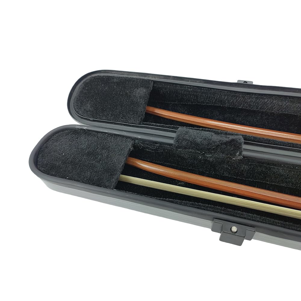 Custodia rigida portatile 4/4 in fibra di carbonio, con tracolla, per 2 archetti, interno in peluche spesso, schiuma antiurto (argento)