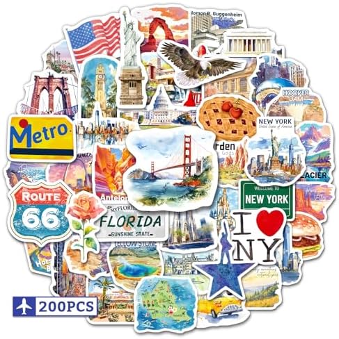 State Sticker Street 200PCS US Travel Stickers USA State Stickers for Scrapbooking Laptop ...