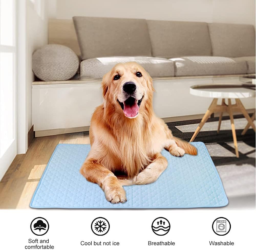 Tapete de resfriamento para animais de estimação gelo seda lavável almofada de resfriamento para cães e gatos filhote de cachorro cobertor para sofá chão assento de carro (P (50 x 40 cm), cinza)