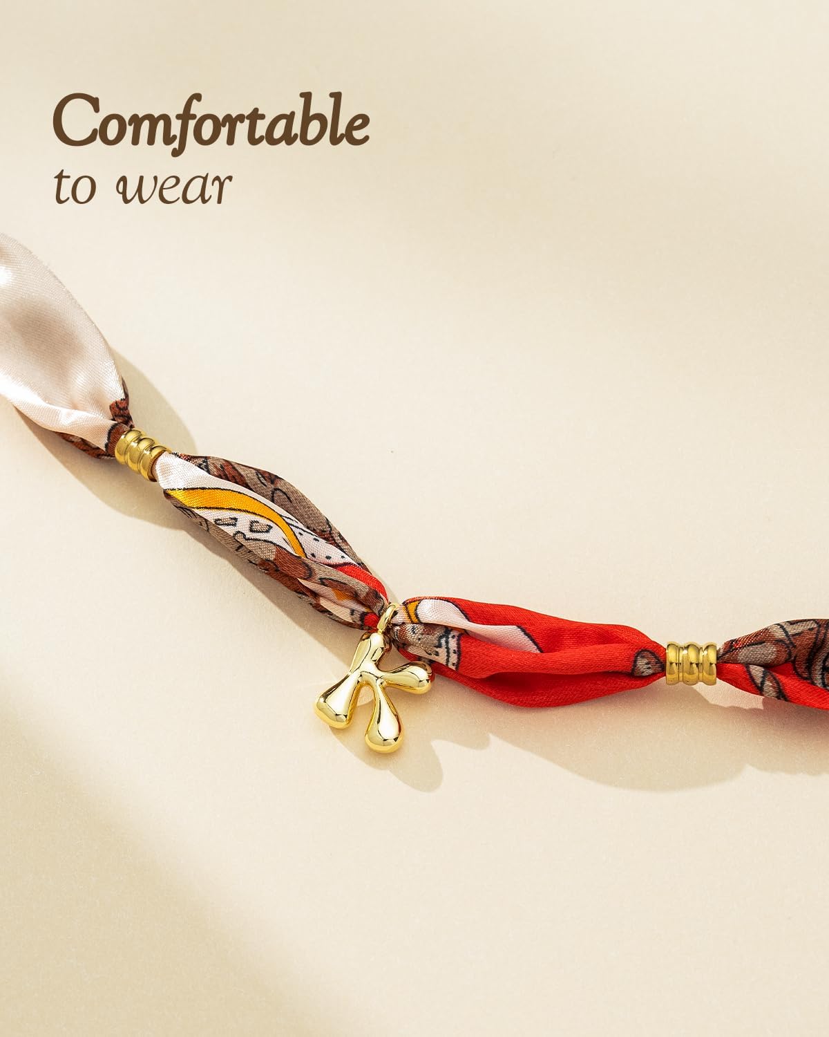 Initial Scarf Necklace for Women, Mom Everyday Bandana Necklace with Initial Charm, Gifts for Mom, Mothers Day Gift - Image 6