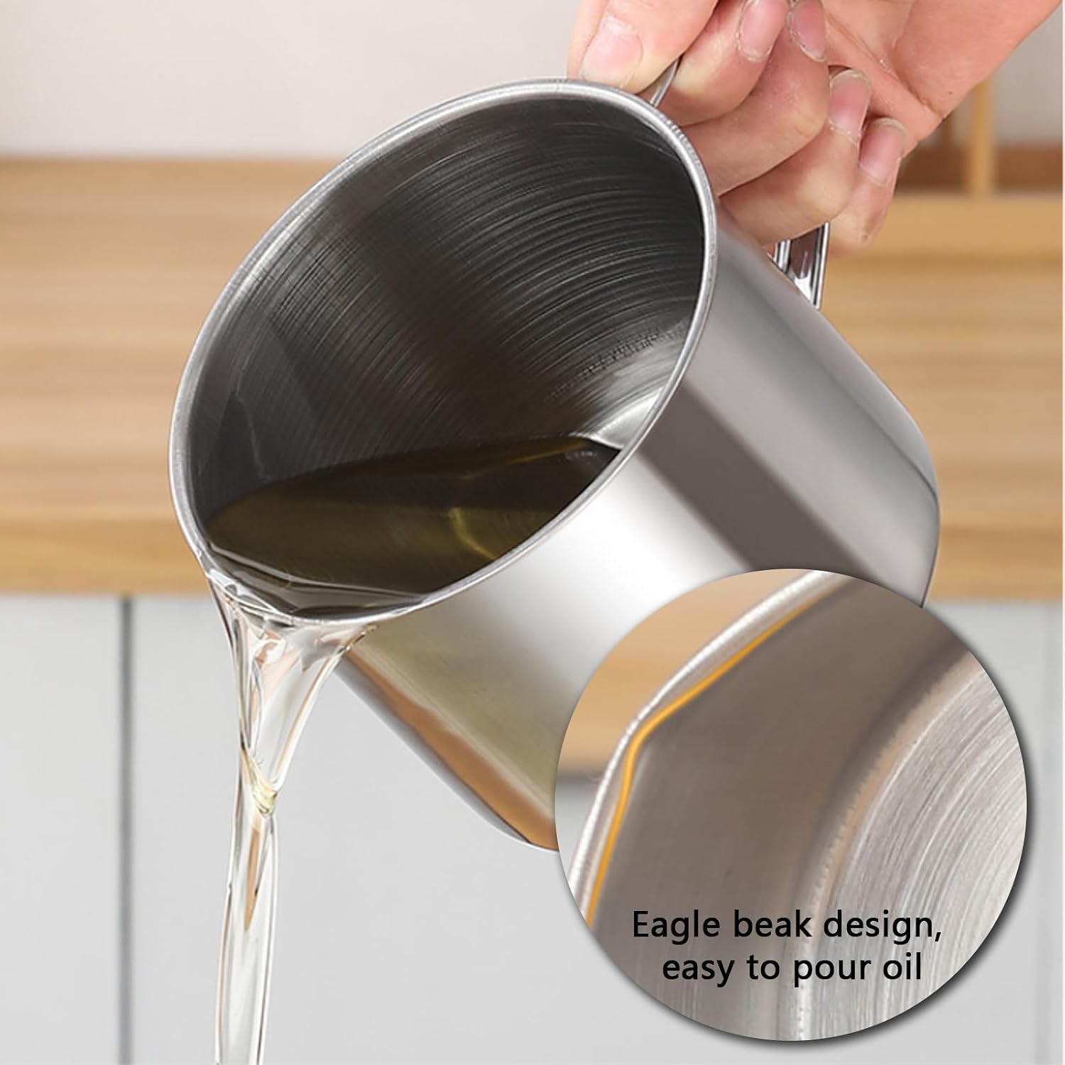 Stainless Steel Oil Filter Household Cooking Oil Storage Can with Fine Mesh Lid Cooking Oil Fat Separator for Storing Frying Cooking Grease