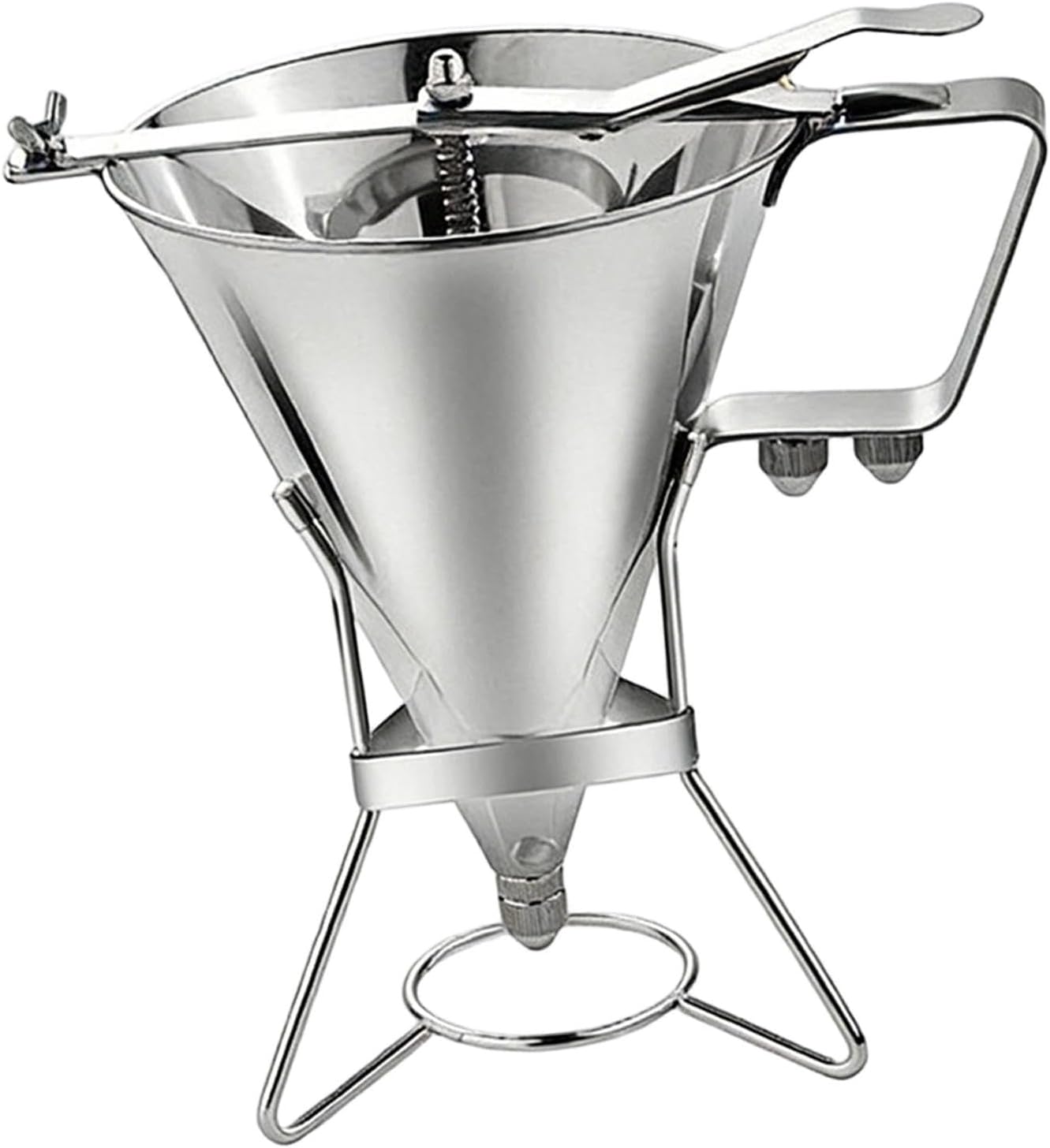 Amagogo Pancake Batter Dispenser Funnel Dispenser 1800ml Easy Spout Stainless Steel Confectionery Funnel for Sauces