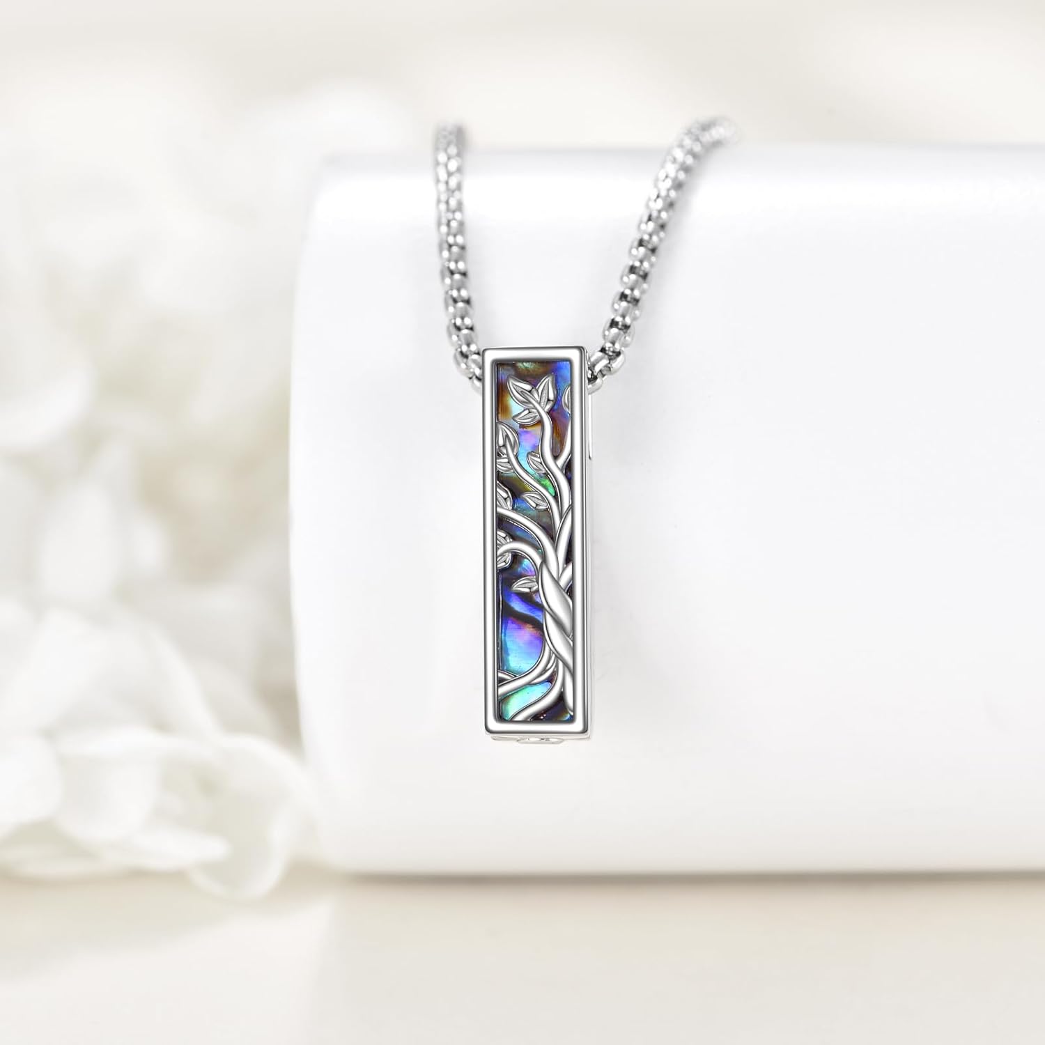 Urn Necklace Ashes 925 Sterling Silver Cremation Pendant Memorial Ashes Abalone Shell Pendant Jewelry Gift for Women Men - Image 3