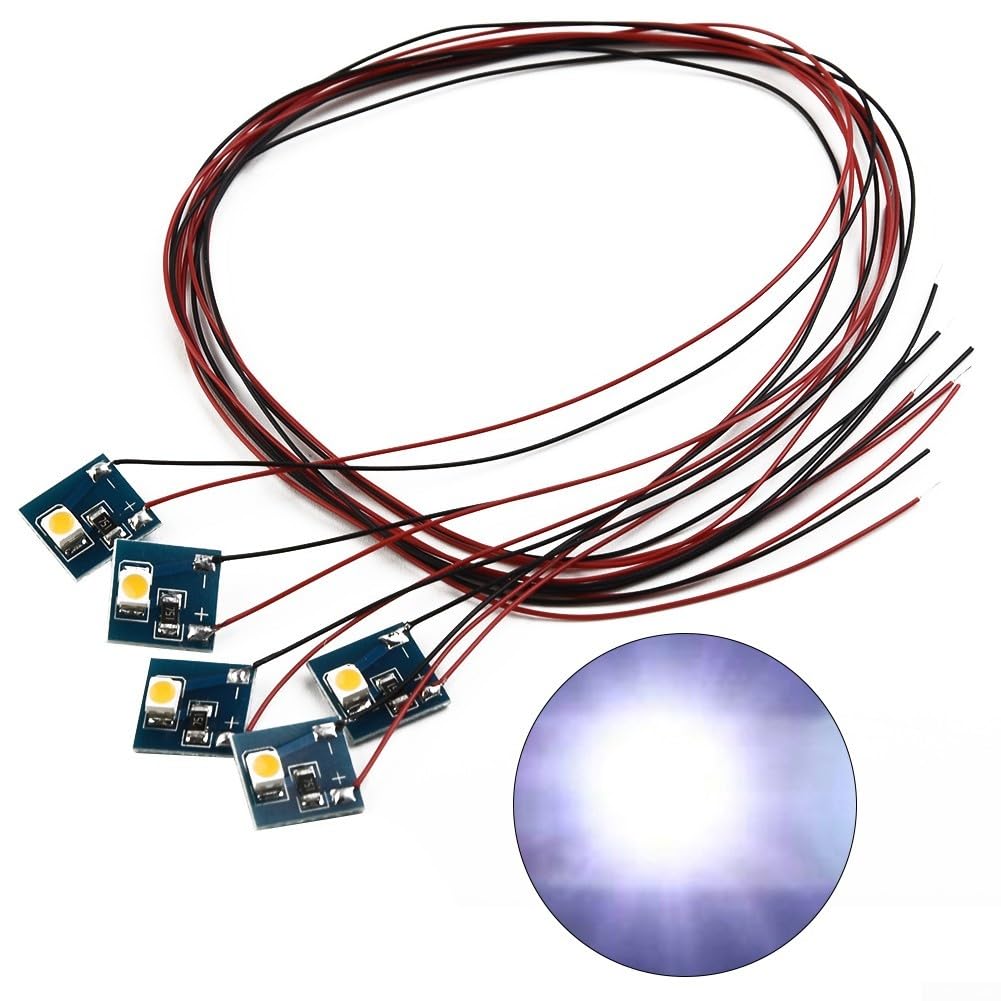 Model Railway LED Lighting Kit 12V Pre-Wired 5 Pack for OO HO Scale Buildings Interior Illumination Warm Cool White Light Railway Scenery Enhancement(Cold Light)