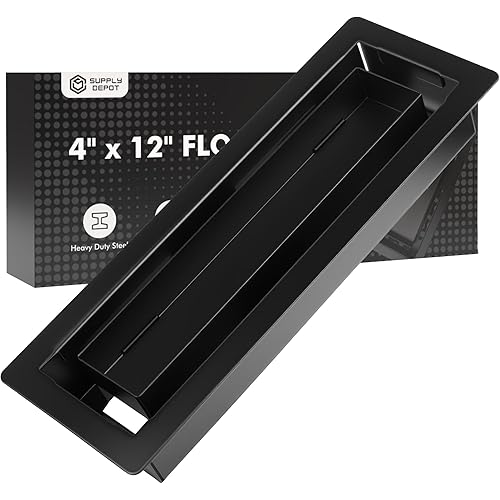 4x12 Floor Vents, Floor Register Heavy Duty Steel Floor Registers Walkable Floor Vent Covers Unadjustable Vent Register for Floor Home Office,Black