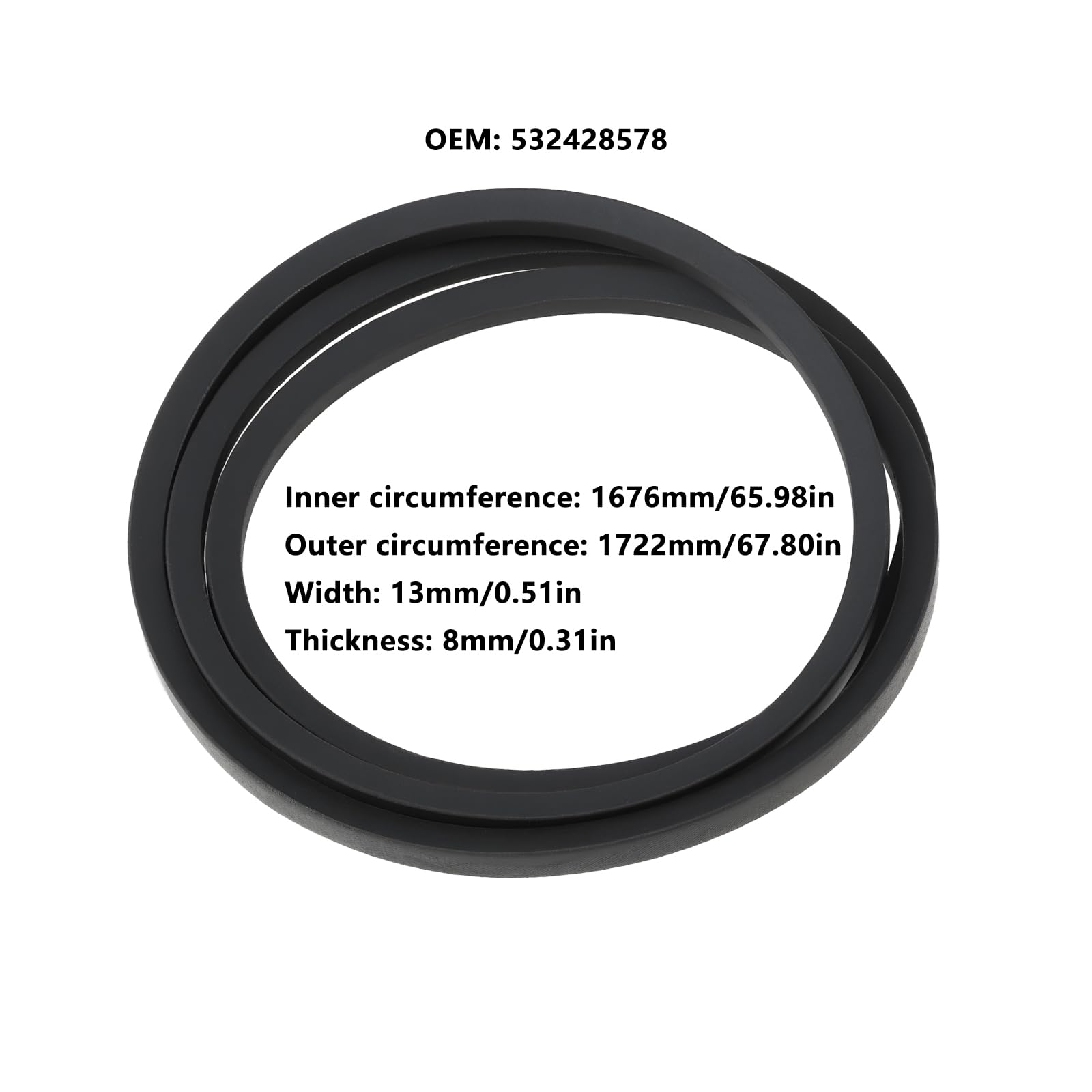OTOTEC Cinghia trapezoidale per tosaerba 532428578, 1676 x 13 x 8 mm, compatibile con McCulloch MowCart 66