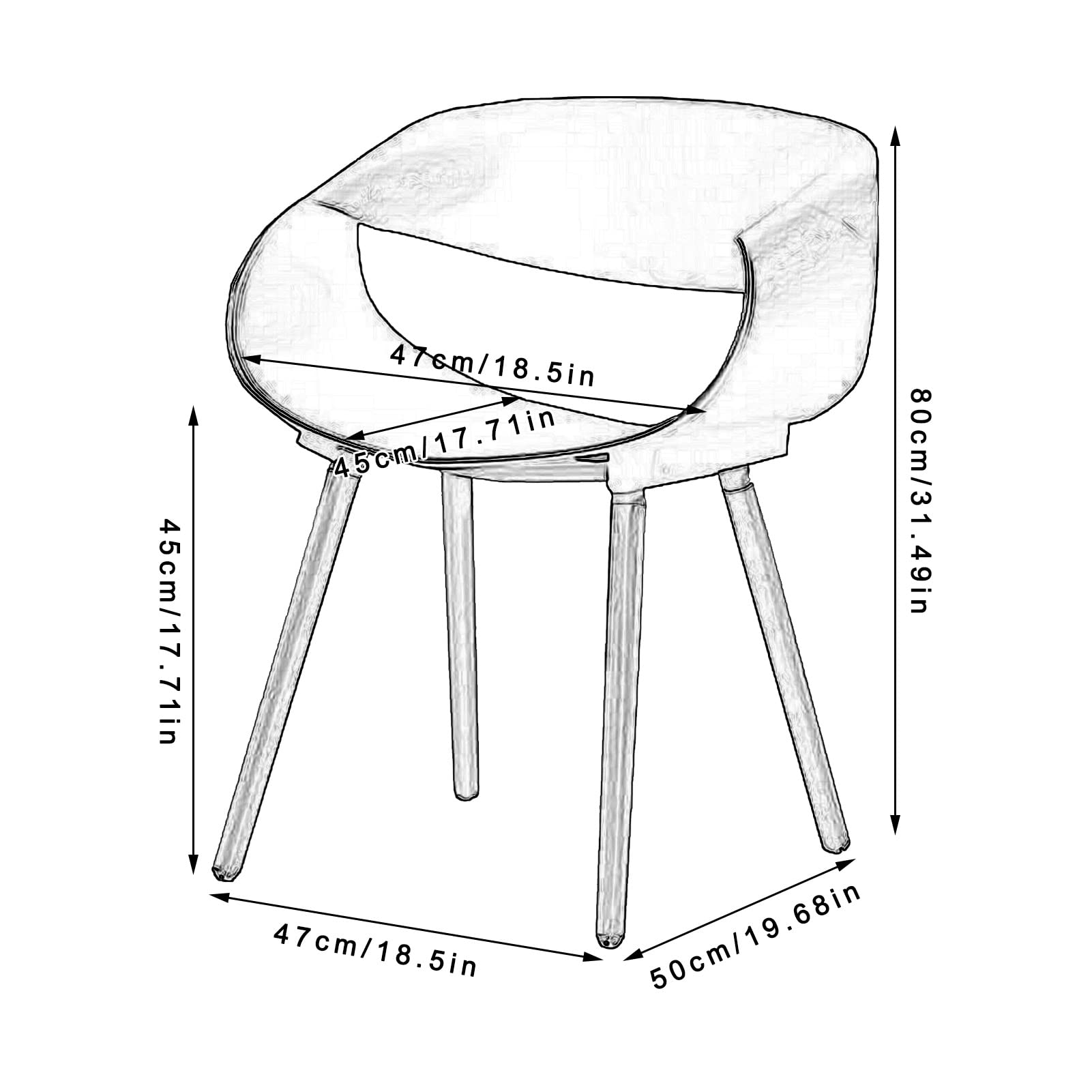 SJIALEN 1 Pcs Modern Kitchen Dining Chairs, Wood Legs Backrest Chair Dining Chairs Leisure Plastic Chair Office Meeting Chair Kitchen Chair (Color : Purple, Size : 47x50x80cm)