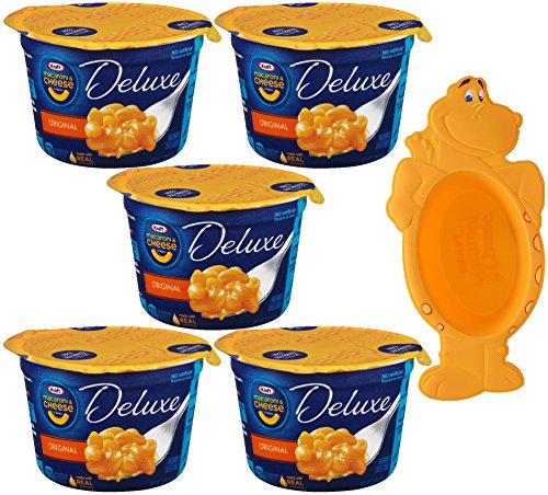 Kraft Deluxe Macaroni and Cheese Bundle - 2.39 Ounce Single Serve Microwavable Bowls (Pack of 5) - with Limited Edition Kraft Jurassic Dino Bowl