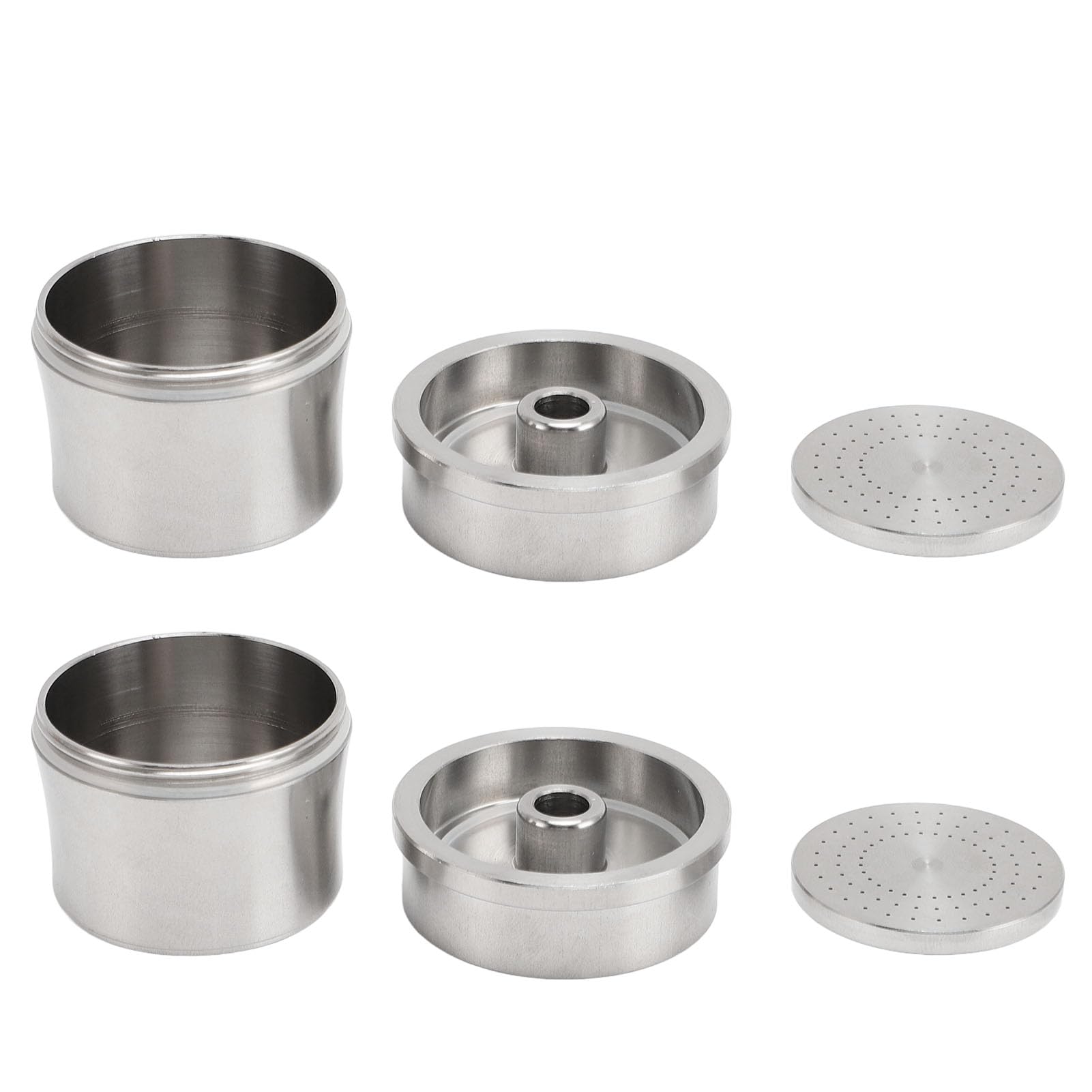 Cápsula de café Reutilizable, Cápsulas Recargables de Acero Inoxidable Respetuosas con el Medio Ambiente para Máquinas de café, 1 Paquete (2 tazas + cuchara para brocha + martillo para)