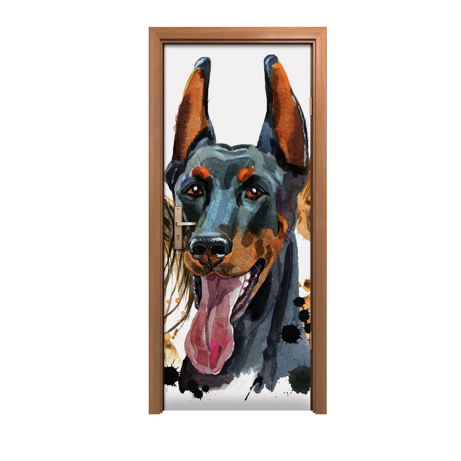 Autocollant de porte 80x200cm chiens impression haute définition murale