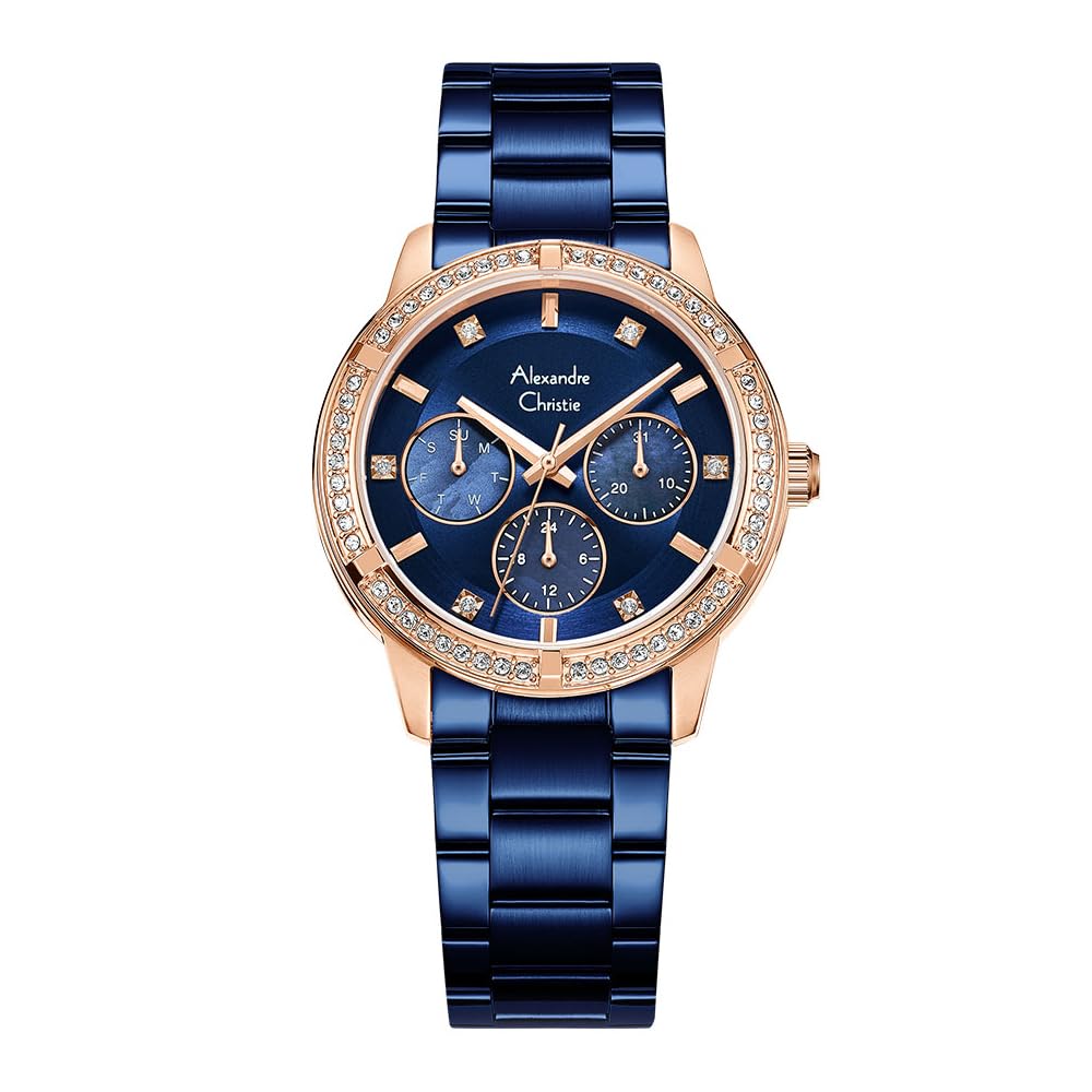 Alexandre Christie AC 2A45 BFB Ladies Multifunction Watch - Blue Colorway(Stainless Steel Case and Band, Quartz Movement, Blue Strap, Blue Dial) (B0CNZ74DB9) Amazon Price History, Amazon Price Tracker