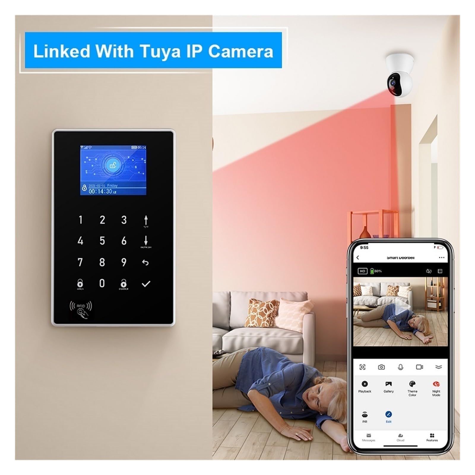 Di Allarme Di Sicurezza Domestica WiFi GSM Kit Antifurto Wireless Con Sensore Di Movimento(Only accessory 5)