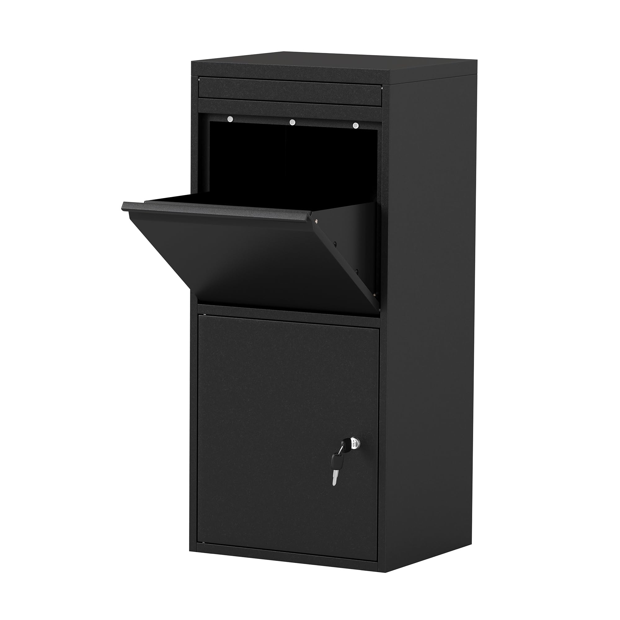 Buzón de metal impermeable, caja de paquetes extra grande para exteriores con cerradura para entrega por Internet, buzón de entrega resistente para paquetes (B)