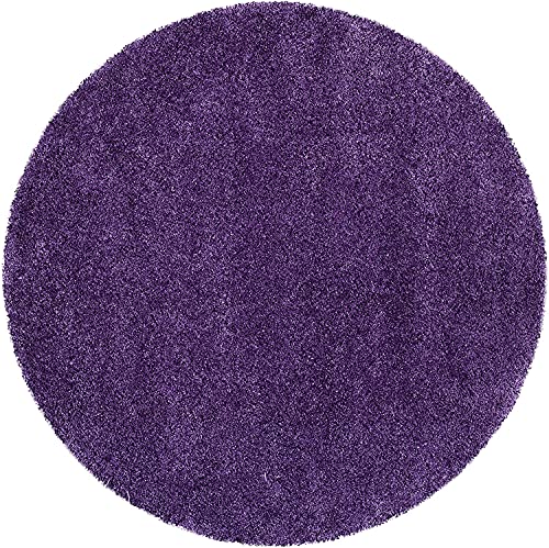 Image of CD Carpet Anti Slip Shaggy Fluffy Fur Rugs and Carpet for Living Room Bedroom Kids Room Plain Circle Carpets for Home with 2 Inch Thickness (Color Purple /Plian Size 4x4 Feet Round)