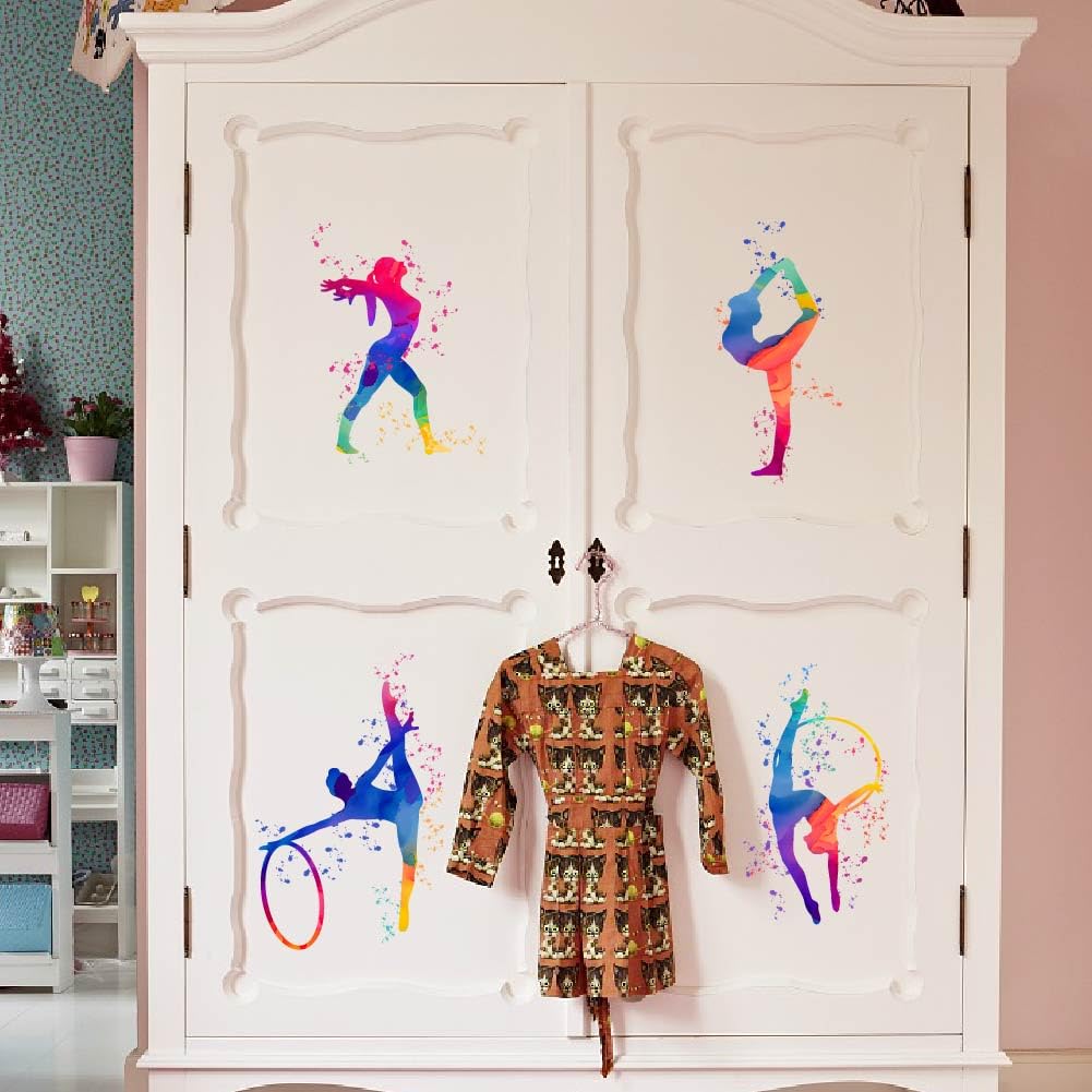 SUPERDANT Gymnastics Wall Stickers Rhythmic Gymnastics Wall Art Stickers Dancing Girl Wall Decals Peel and Stick Vinyl Decor for Living Room Bedroom Decoration Girl's Gifts - Image 4