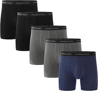 BAMBOO COOL Men's Underwear Boxer Briefs Pack Soft Breathable Long Underwear Boxer Briefs for Men