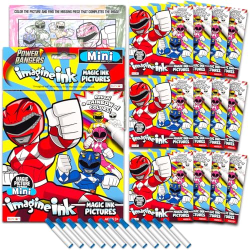 Power Rangers Coloring Book Set - Bundle with 12 No-Mess Magic Ink Activity Books | Power Rangers Party Favor Supplies for Kids