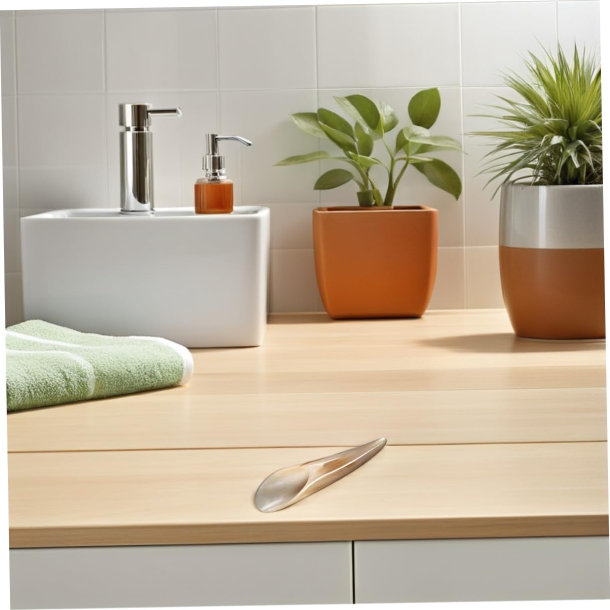 Strumento Gua Sha Facciale 2 Pezzi in Corno di Bue Khaki | Tocco Liscio e Confortevole, Portatile per Viaggio e Casa, Massaggio Manuale Viso e Corpo