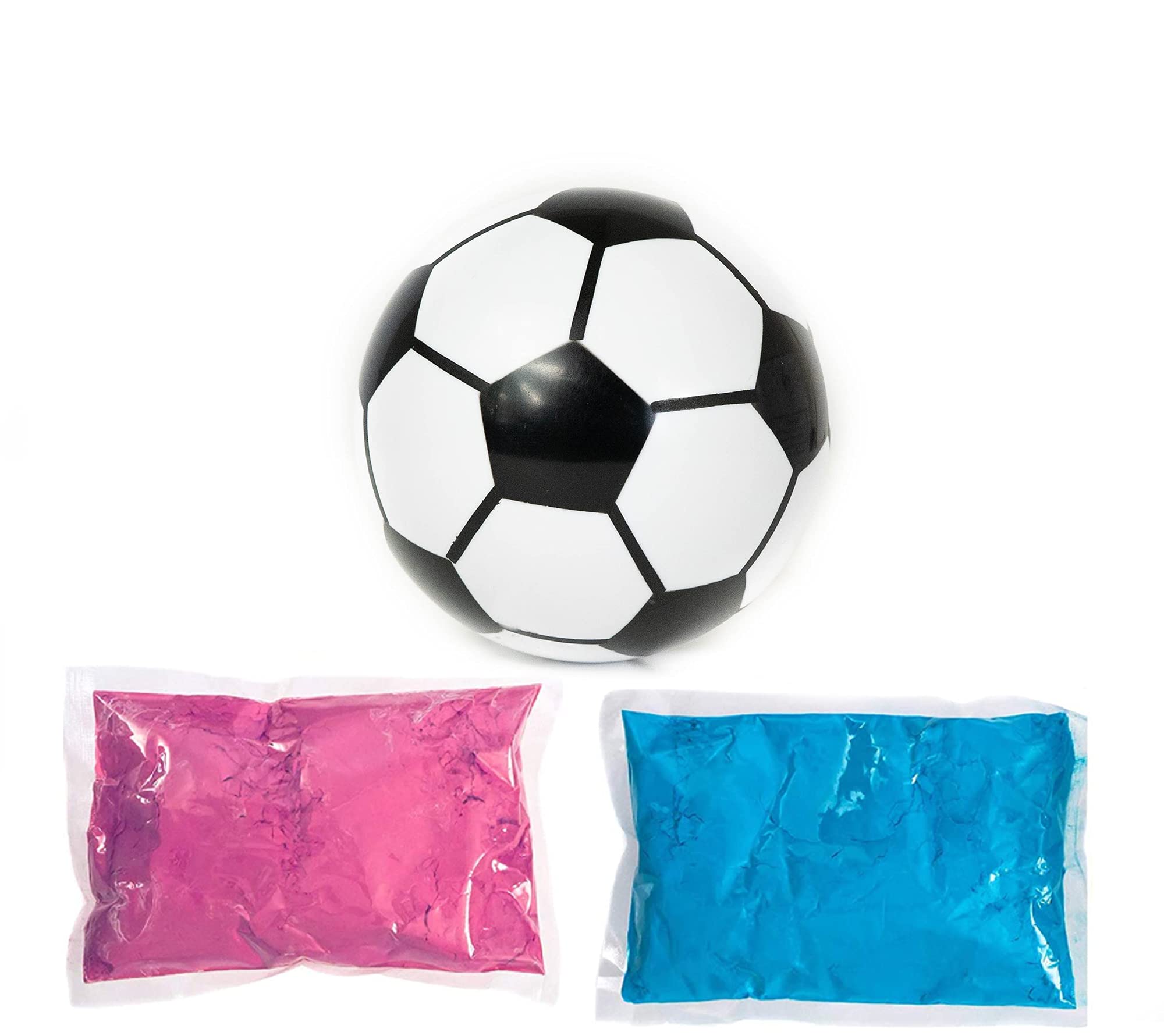 Gender Reveal Soccer Ball, Pink and Blue Holi Powder Kit for Boy or