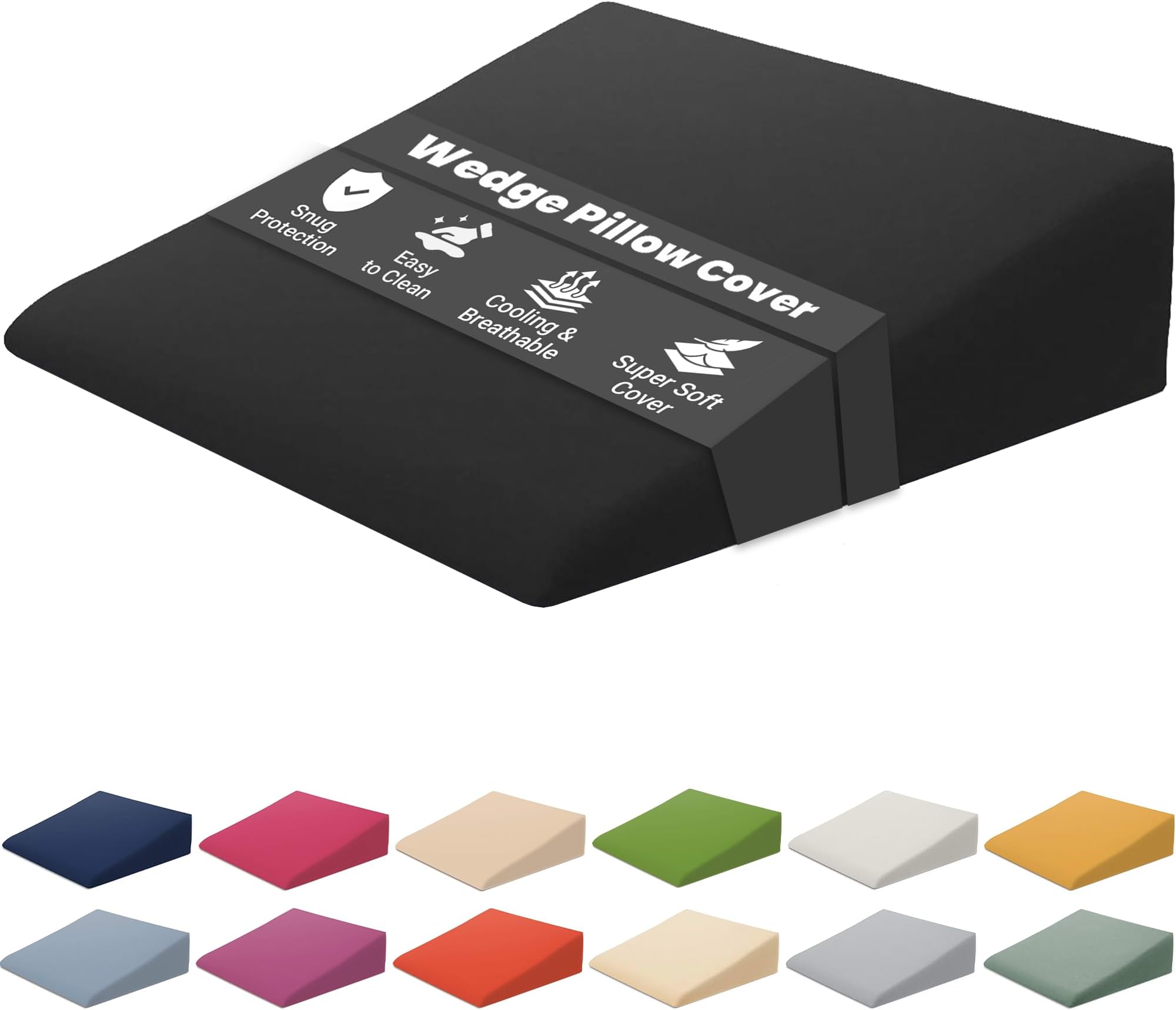 Xtreme Comforts Wedge Pillow Cover - Allergy-Friendly & Easy to Clean Cover - Fits Our (27" x 25" x 7") Wedge Pillow – Black