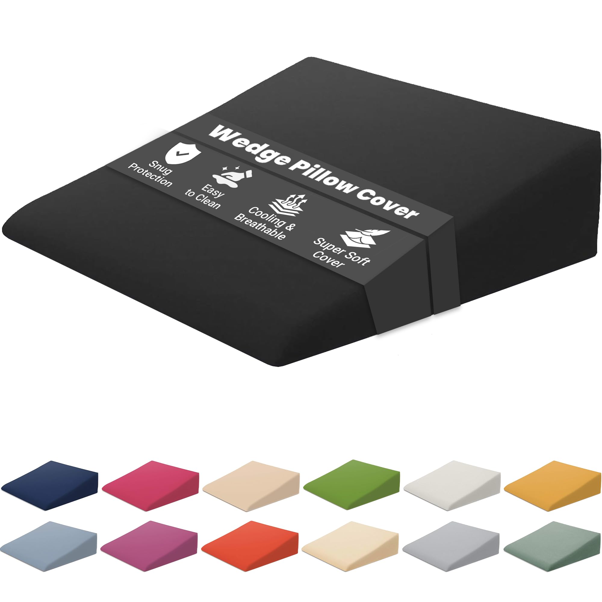 Xtreme Comforts Wedge Pillow Cover - Allergy-Friendly & Easy to Clean Cover - Fits Our (27" x 25" x 7") Wedge Pillow – Black