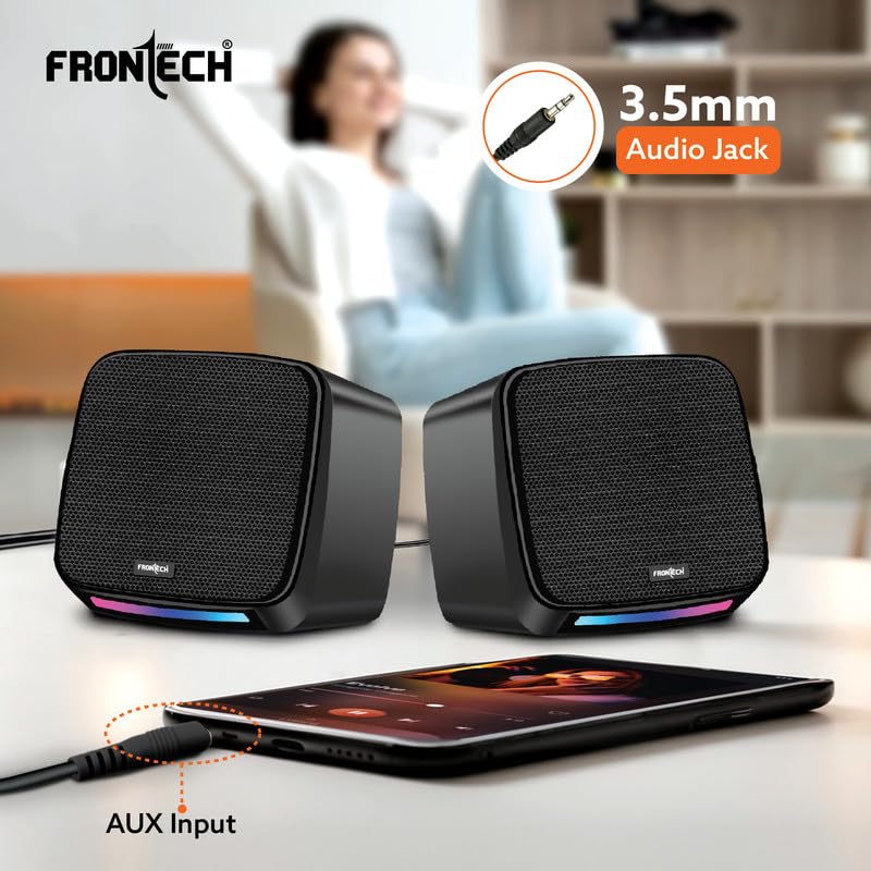 FRONTECH 2.0 USB Powered Multimedia Speakers with RGB Lights | 2 x 3W Drivers (5.2 cm) | AUX Connectivity | for Laptop, PC, Mobile | 1 Year... - Image 4