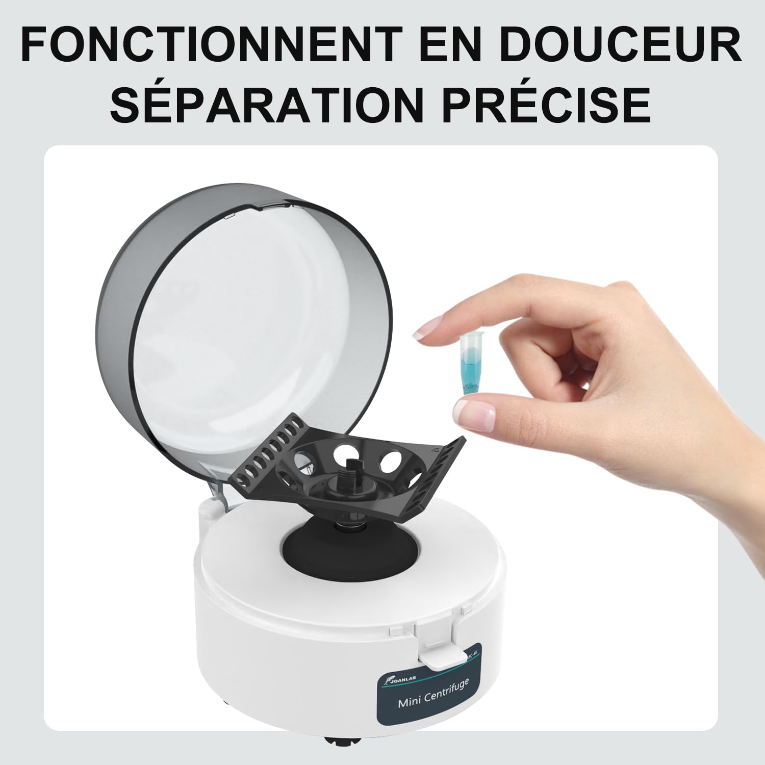 JOANLAB Mini centrifugeuse 4000RPM centrifugeuse de laboratoire, 2 en 1 pour centrifugeuse de table 0,2/1,5/2 ml Microcentrifugeuse