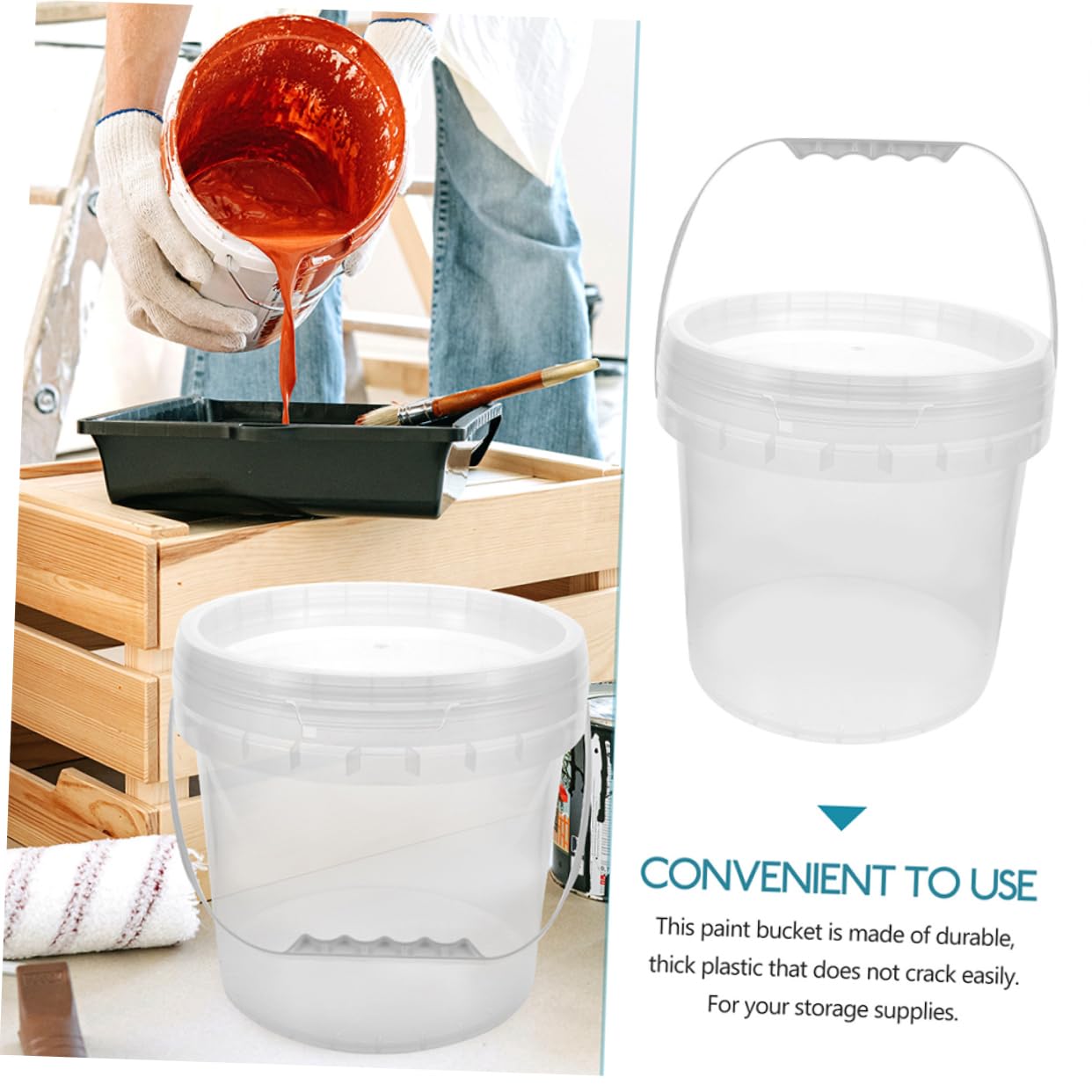 2piezas Cubo De Pintura De Plástico Transparente Cubo De Almacenamiento con Tapa para Pintura Al Óleo De para Pintar