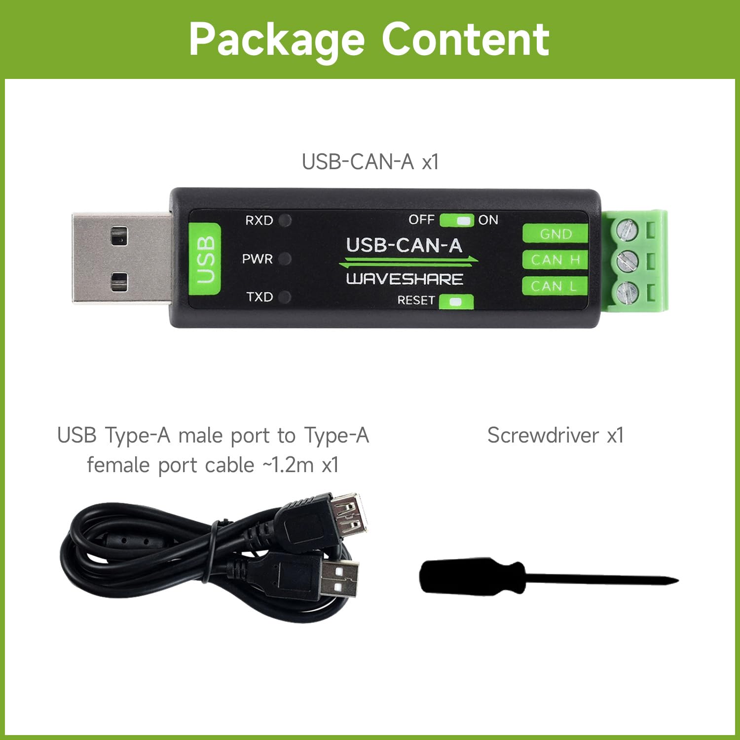 Waveshare USB to CAN Adapter Analyzer, Adopts STM32 Chip Scheme, 4 Working Modes, Stable Communication, for Windows XP/7/8/10/11, for Raspberry Pi OS/Jetson Nano Ubuntu and Other Linux System