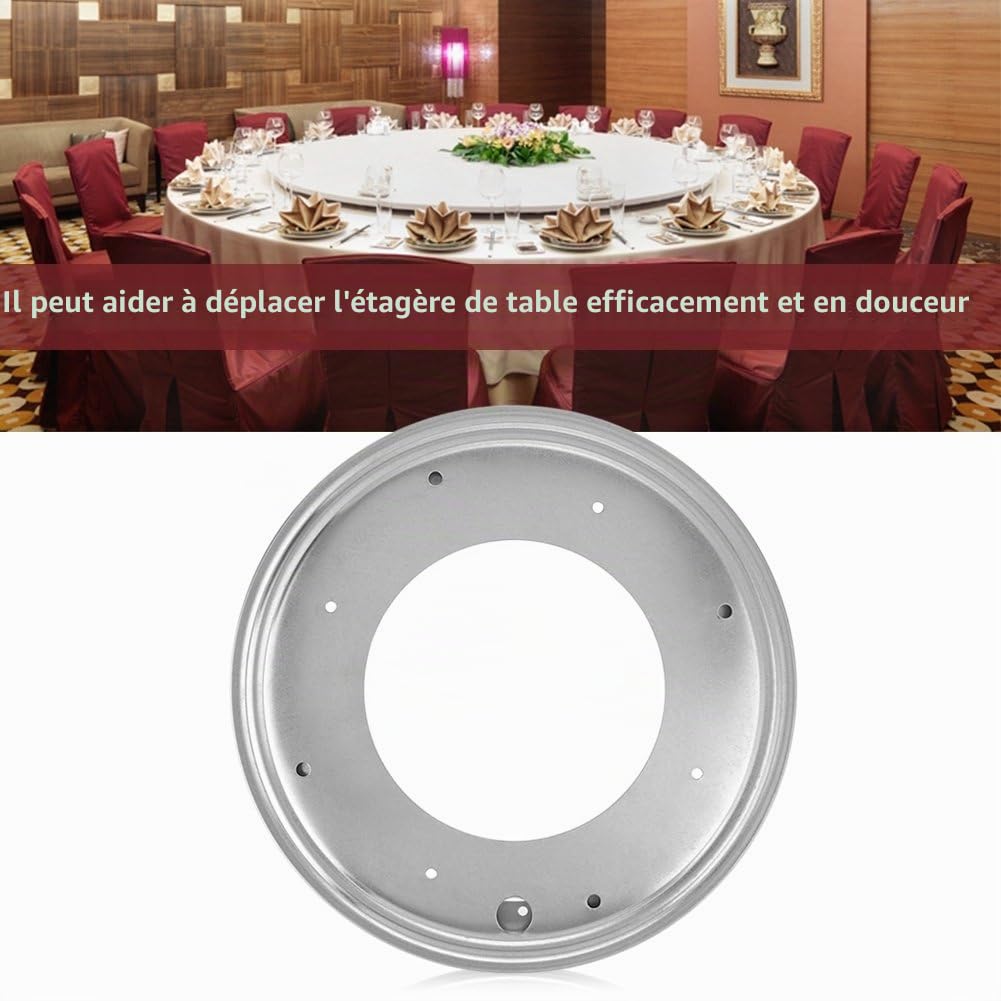 Roulement de Plateau Tournant, 12 Pouces Base de Roulements Épais de Feuille de Plaque Rotative Galvanisée de Forme Ronde pour Table à Manger de Cuisine - Argent