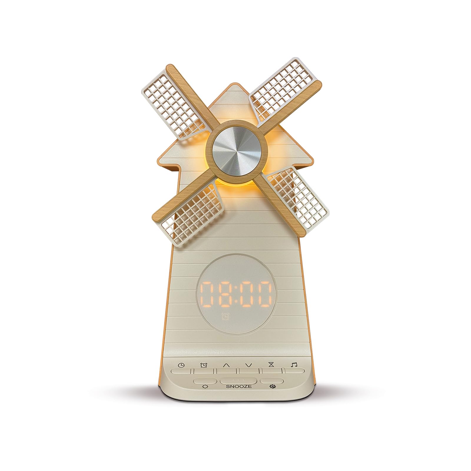 Sonnenaufgangswecker mit rotierender Windmühle, Snooze-Aufwachlicht, 10 Naturklänge & 10 Weißgeräusche, 4-stufig dimmbares Nachtlicht Timer 30/60/90 Min, Einschlafhilfe-Geschenk für Erwachsene/Kinder