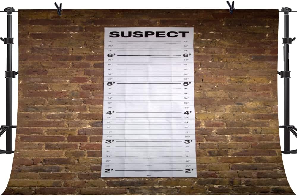 Police Lineup Height Charts Backdrop Mugshot Mystery Party Backdrop for Photos Vinyl 10x7ft Cops and Robbers Themed Party Photo Prop BJLSPH1410
