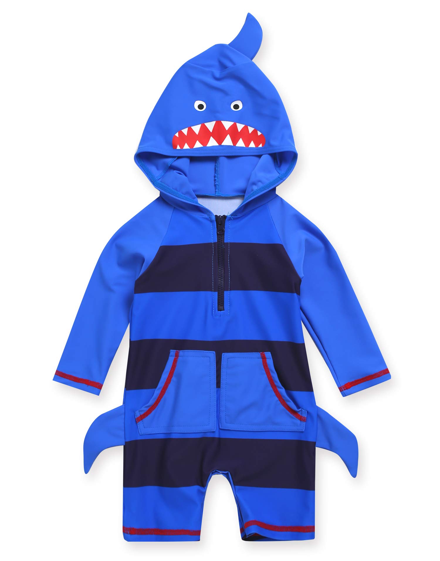 VAENAIT BABY Zip &amp; Snap Rash Guard Swimsuit, UPF 50+ One-Piece Long Sleeve Swimwear, Quick Dry Infant Beach Suit for 0~2T