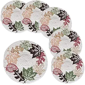 HomeStorie Braided Cotton Round Table Mats for Center Table Coffee Table Mats for Home Decoration, 12 Inches, Set of 6 (IN125*6)