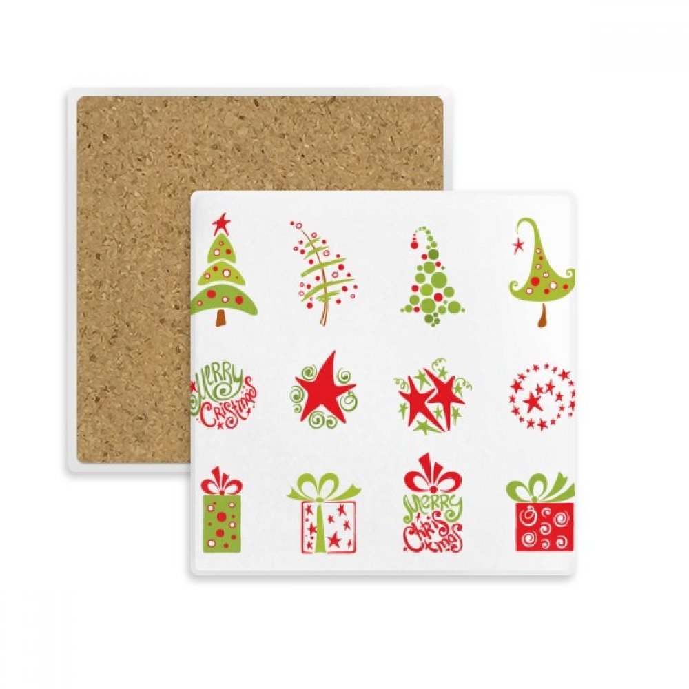 Joyeux Noël Arbre Rouge Coaster pierre absorbante pour tasse et verre multicolore