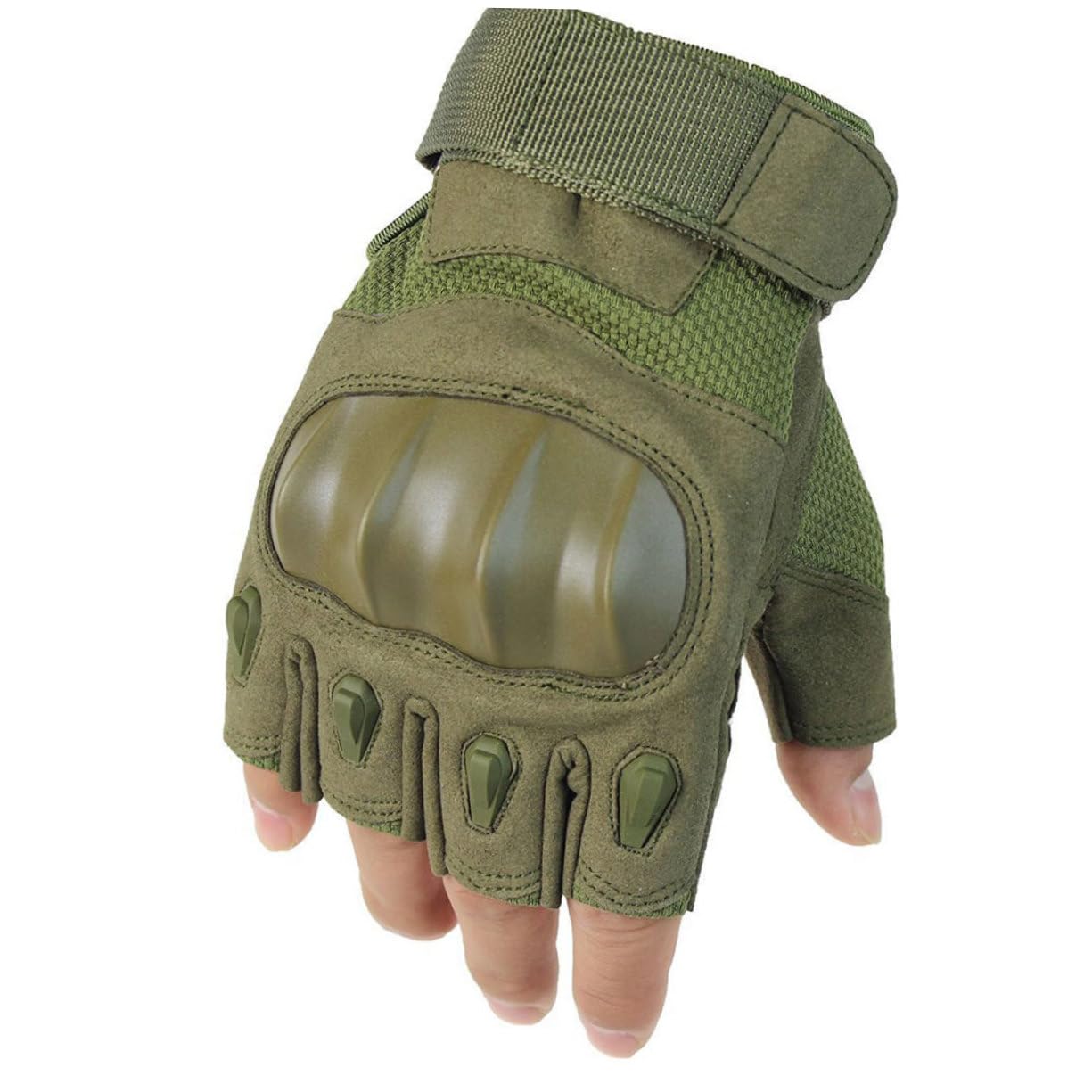 Happyyami Outdoor Half-Fingered Fitness Gloves Protective Riding Gloves Green Size XL Grip and Dexterity