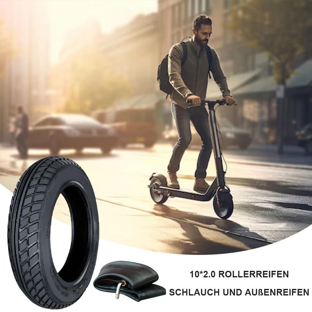 Reifen 10x2, Reifen 10 x 2 Kind-erwagen, NeumáTico 10 x 2.0 54-152 Mantel und Schlauch Kin-derwagen, Verschleißfester Tire, Nylon Pannensicher, 10x2.0 für E Scooter, Elektroroller