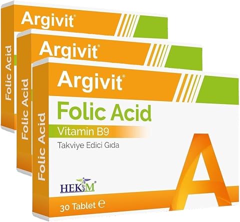 Argivit Folik Asit Vitamin B9 İçeren Takviye Edici Gıda 30 Tablet (3 paketi)