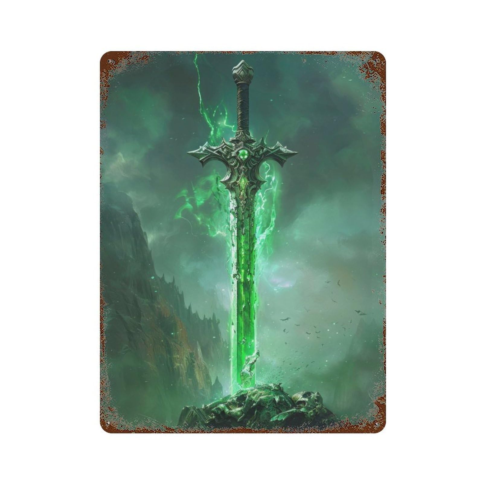 Cursed Sword Decorative Tin Sign 15.7"x11.8", Ideal for Cafe, Home Bar And Lounge Decor