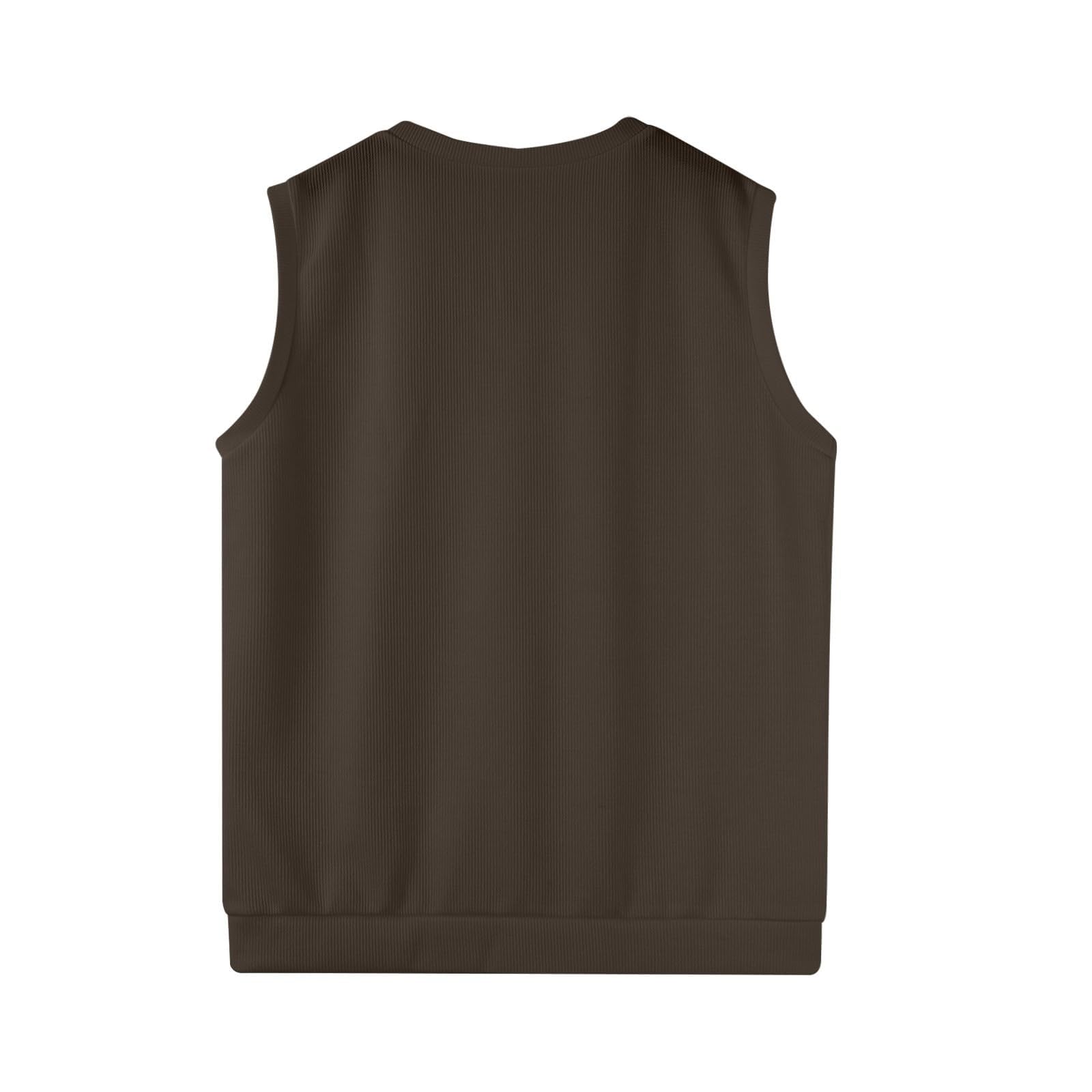 Jersey sin Mangas Hombre Invierno Chaleco Hombre Casual Algodon Suéter con Cuello en V Jerséis Esencial Chaleco de tejido de punto Hombre Traje Chalecos de Vestir Elegante de Fiesta Color