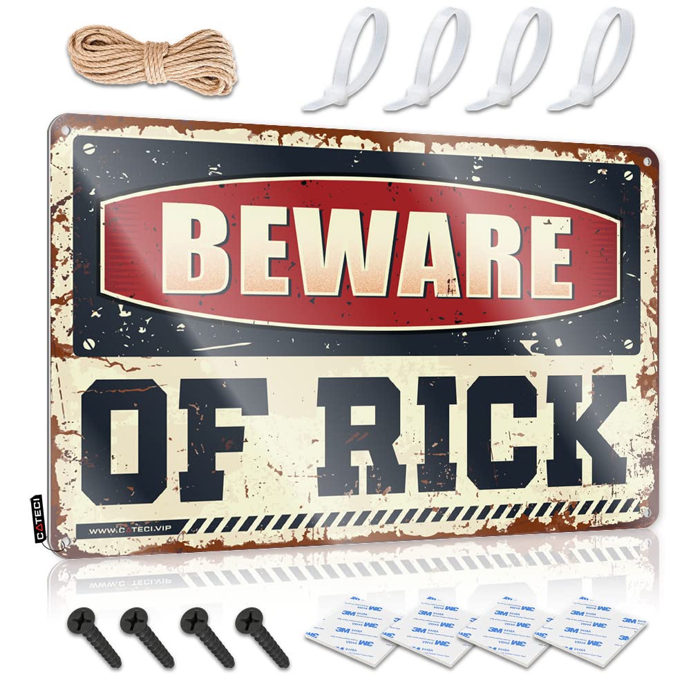 Mwfkkaddb One Color Metal Man Cave Decor Beware Of Rick Tin Sign Backyard Bar Sign Tin Signs For Bar(30X40cm)