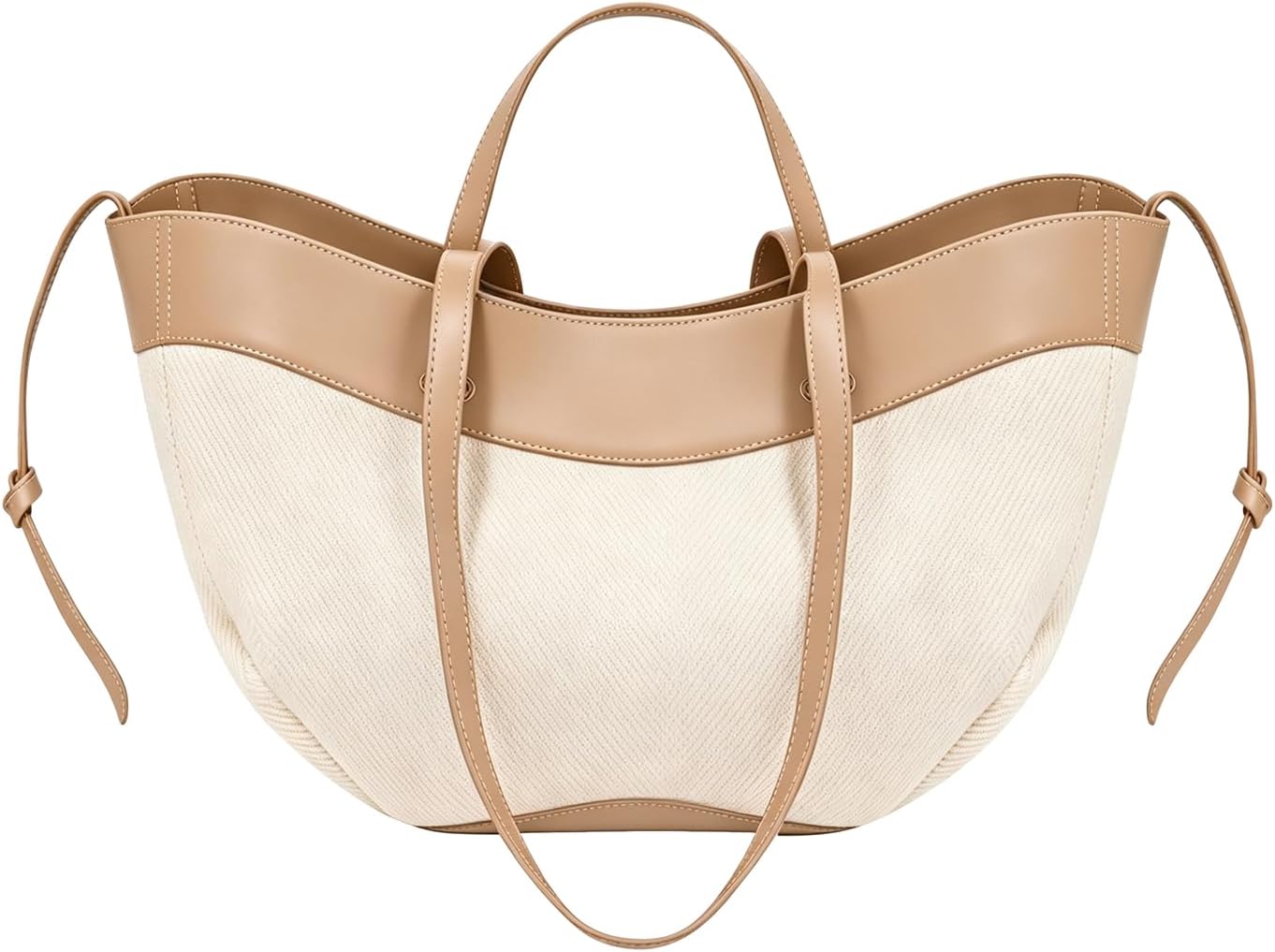 Premium Knitted Leather Splicing Handheld Wings Single Shoulder Large Capacity Tote Bag