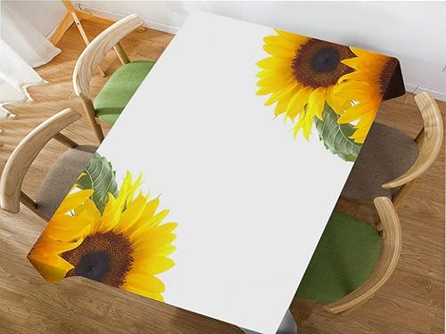 Miniatura 3 de Moslion Mantel rectangular decorativo con diseño de girasoles y pétalos florales, para comedor, barbacoa, picnic, mesa auxiliar, 60 x 84 pulgadas